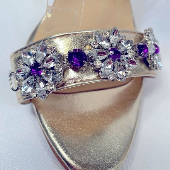 Elegant Gold Rhinestone Embellished Women's Heels Size 37 EUC - Picture 5 of 7